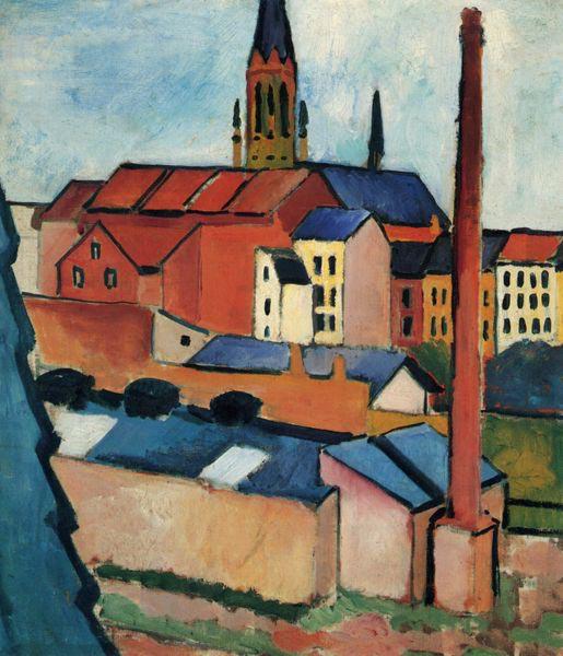 August Macke St. Mary's with Houses and Chimney (Bonn) oil painting image